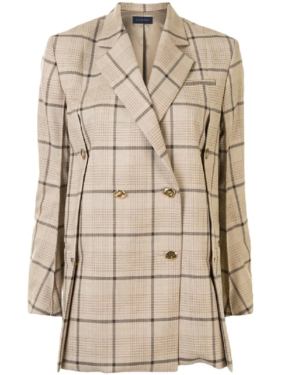 Eudon Choi Double Breasted Checked Blazer In Brown