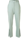 EUDON CHOI SPLIT-HEM FLARED TROUSERS