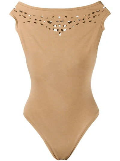 Murmur Cut-detail Bodysuit In Brown