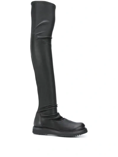 Rick Owens Stretch-leather Over-the-knee Boots In Black