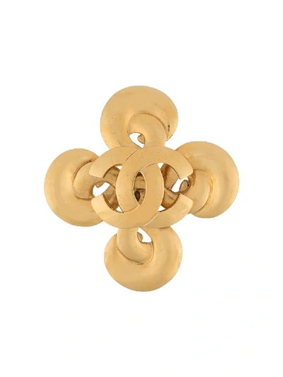 Pre-owned Chanel 1990s Cc Brooch In Gold