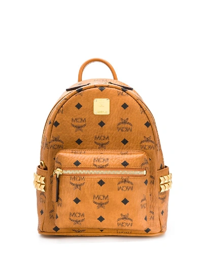 Mcm Visetos-print Leather Backpack In Brown