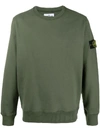 Stone Island Compass-patch Crewneck Sweatshirt In Green