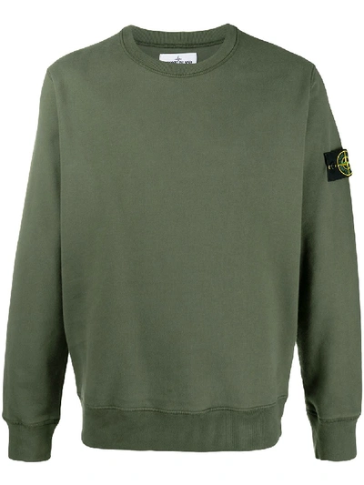Stone Island Compass-patch Crewneck Jumper In Green