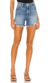Paige Dani High-waisted Denim Shorts In Leela Destructed