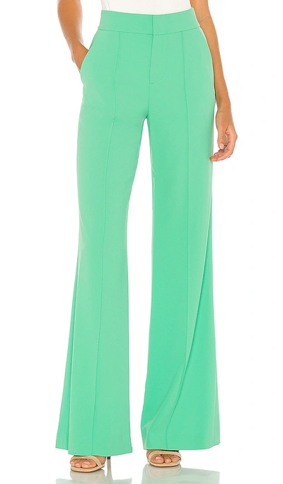 Alice And Olivia Dylan High Waisted Wide Leg Trousers In Jade