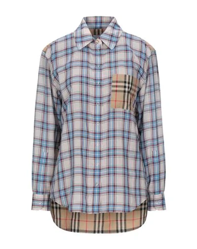 Burberry Checked Shirt In Azure