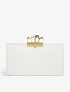 ALEXANDER MCQUEEN FOUR-RING CROC-EMBOSSED LEATHER CLUTCH,R02725211