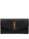 Saint Laurent Large Uptown Monogram-plaque Wallet In Black