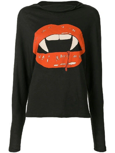 Wildfox Fang Print Cowl Neck Top In Black