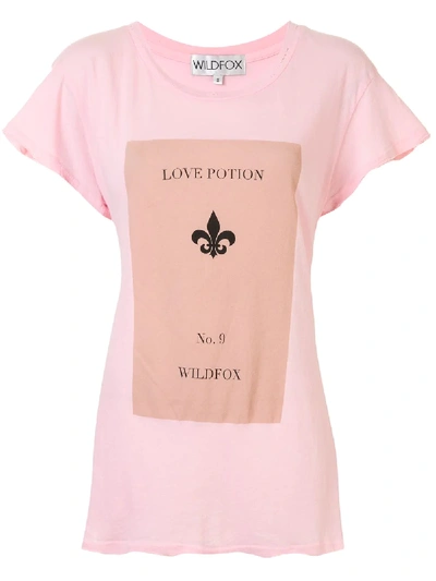 Wildfox Love Portion Slogan T-shirt In Pink
