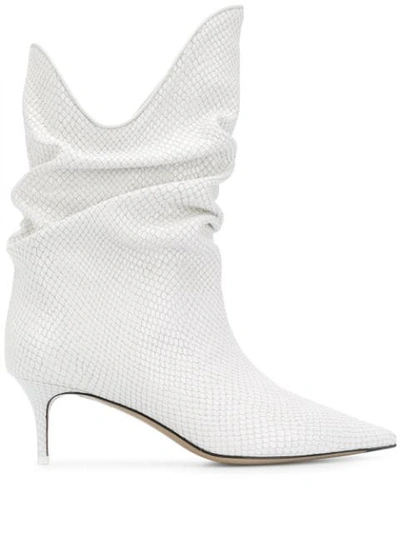 Attico Low Heels Ankle Boots In White Leather