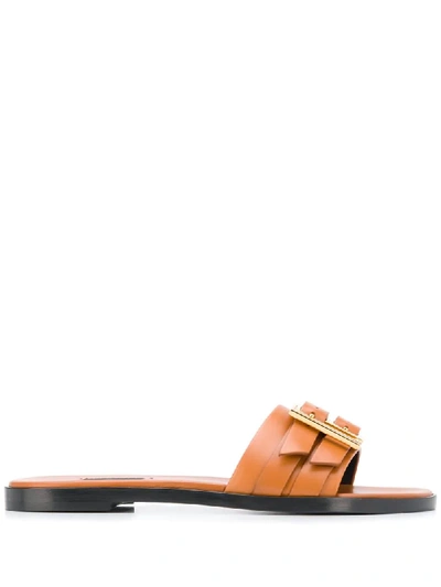 Versace Greca Buckle Sandals In Orange