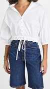 Cara Cara Embroidered Drawstring-waist Blouse In White