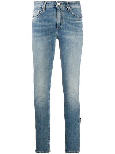 Off-white Patch Detail Skinny Jeans In Blue