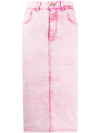 Vivetta High-waisted Midi Denim Skirt In Pink