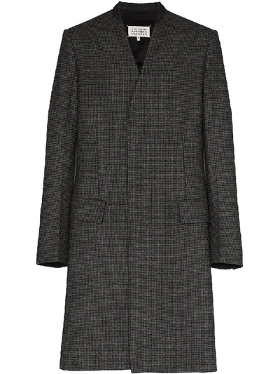 Maison Margiela Houndstooth Collarless Coat In Grey