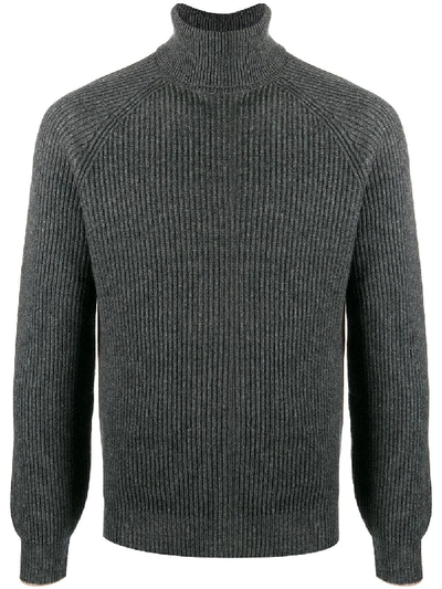 Brunello Cucinelli Ribbed Straight-cut Jumper In Grey