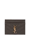 Saint Laurent Monogramme Quilted Textured-leather Cardholder In Black