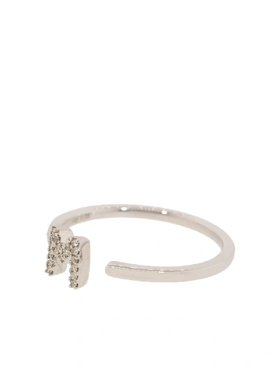 Dana Rebecca Designs 18kt White Gold M Diamond Initial Ring In Whtgold