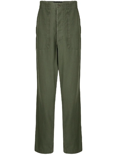 Icons High-waisted Loose Fit Trousers In Green