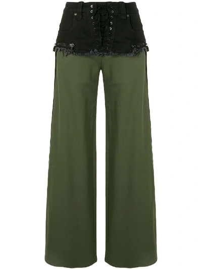 Ben Taverniti Unravel Project Mid-rise Flared Patchwork Trousers In Black