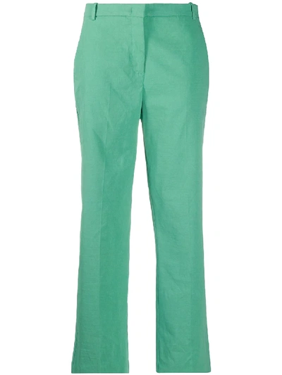Pinko Cropped Straight Leg Trousers In Green
