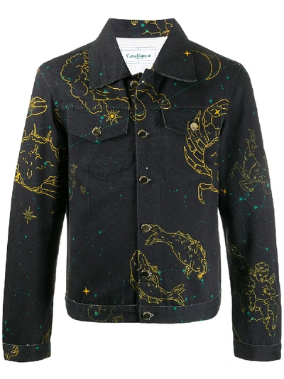 Casablanca Constellation Denim Jacket In Black