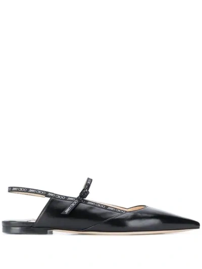 Jimmy Choo Ree Leather Slingback Ballet Flats In Black