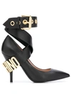 MOSCHINO BUCKLED ANKLE STRAP PUMPS