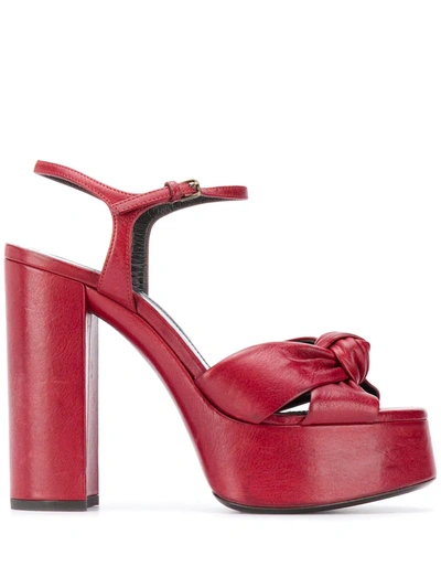Saint Laurent Bianca Knot-detail 125mm Sandals In Red