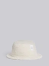 THOM BROWNE THOM BROWNE WHITE SHEARLING BUCKET HAT,MHC327X0475414775181