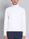 THOM BROWNE THOM BROWNE WHITE COTTON PIQUE LONG SLEEVE TURTLENECK,MJS121A0676814776659