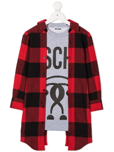 Moschino Kids' Lumberjack Sweater-shirt In Red