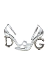 DOLCE & GABBANA SILVER COLOR LEATHER DEVOTION SANDAL,11442733