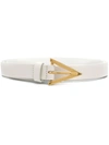 Bottega Veneta Calfskin With Signature Triangular Buckle Belt In White