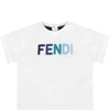 FENDI WHITE T-SHIRT WITH LOGO FOR BABY BOY,11442230