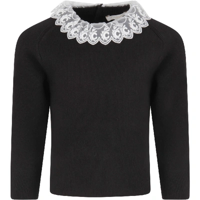 Chloé Kids' Black Sweater With Logo For Girl