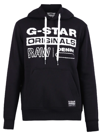 G-star Raw Originals Logo Print Hoodie In Black