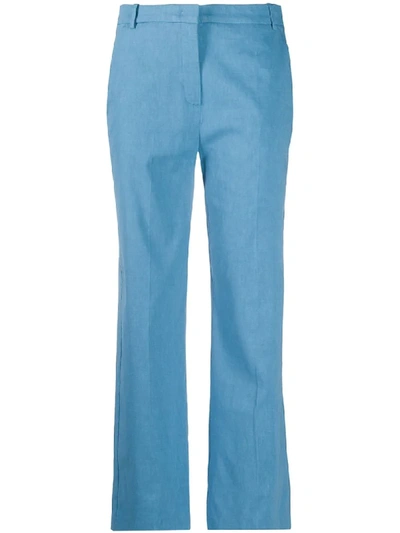 Pinko Cropped Straight Leg Trousers In Blue