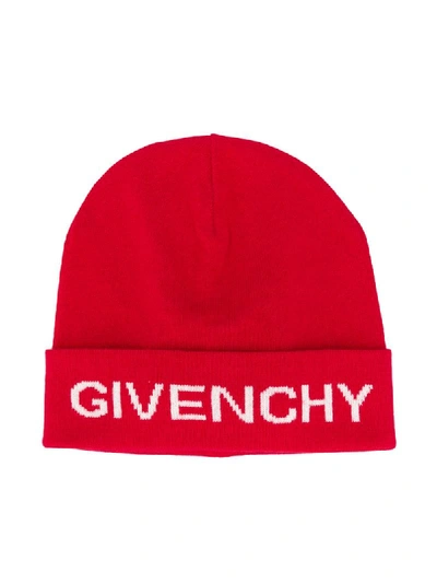 Givenchy Kids' Logo Knitted Beanie In Red