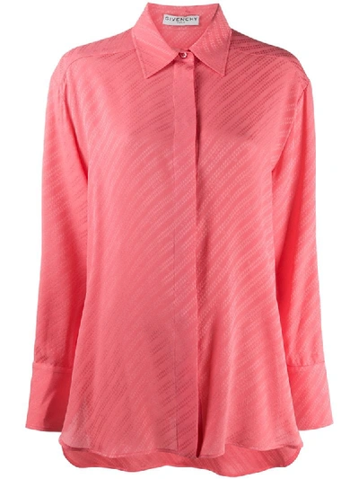 Givenchy Jacquard-logo Striped Silk Shirt In Pink