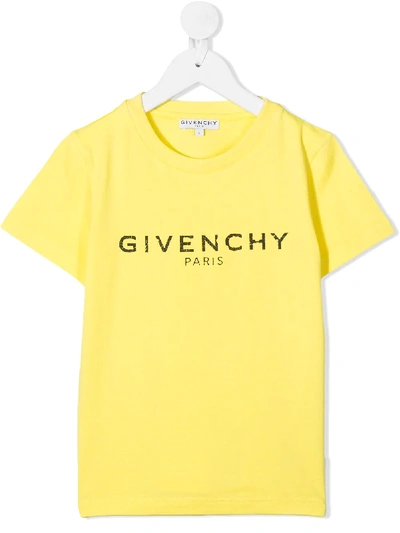 Givenchy Kids' Logo Print T-shirt In Yellow