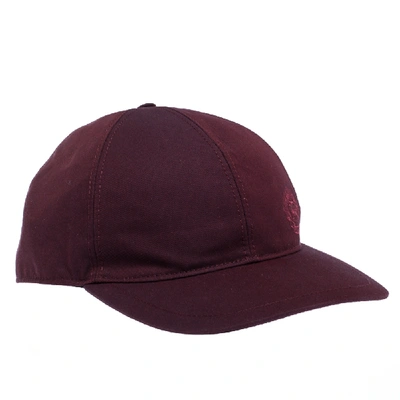 Pre-owned Burberry Burgundy Cotton Boysenberry Crest Cap M/l