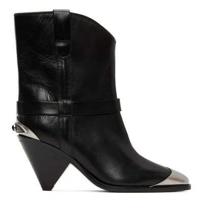 Isabel Marant Lamsy Embellished Leather Ankle Boots In Black