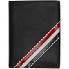 THOM BROWNE BLACK INTARSIA STRIPE PASSPORT HOLDER