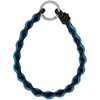 BOTTEGA VENETA BLACK & BLUE WOVEN LEATHER KEYCHAIN