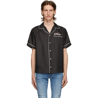 Amiri Loving You Satin Pajama Shirt In Black