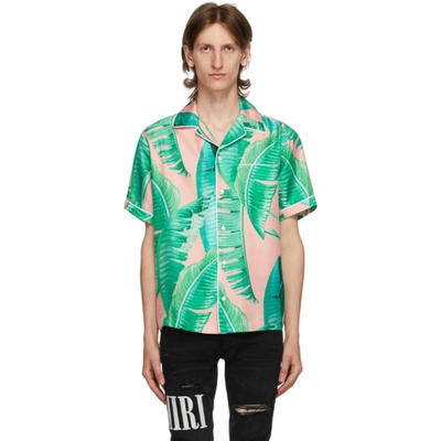 Amiri Banana Leaves Short Sleeves Pajama Shirt In Peach