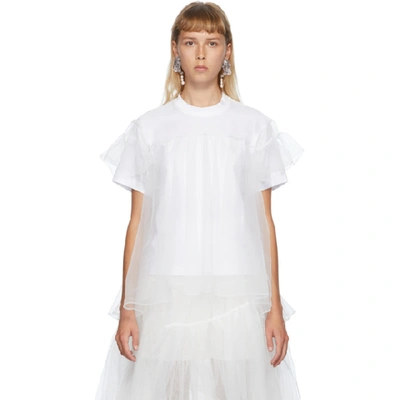 Shushu-tong Shushu/tong Ssense 独家发售白色薄纱罩层 T 恤 In White
